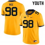 Youth West Virginia Mountaineers NCAA #98 Cam Rice Gold Authentic Nike Stitched College Football Jersey IP15U26FB